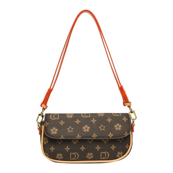 Free shipping 2026 new printed design light luxury women's handbag high-end sense versatile fashion shoulder bag coffee hot sale
