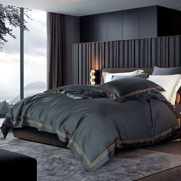 120s long-staple satin light luxury quilt cover four-piece high-end hotel European-style cotton bedding Y260124