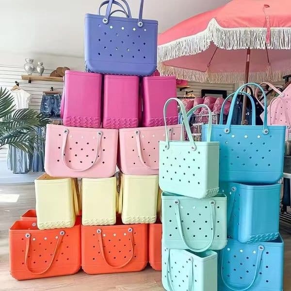 BOGG Waterproof Woman Eva Tote Large Shopping Basket Bags Washable Beach Silicone Bogg Bag Purse Eco Jelly Candy Lady Handbags