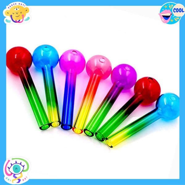 Wholesale Cheap colorful 4inch Rainbow Glass Smoking Oil Burner Pipes Smoke Straight Tube Pipe Water Hand Nail Tips Smoking accessories