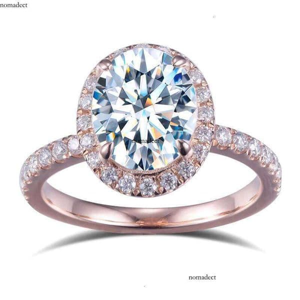 jewelery MS-600 Vermeil Fashion Jewelry silver for women Oval Cut ring DEF Moissanite Women's Halo