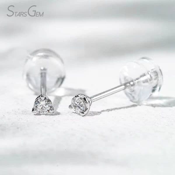 10k Gold Studs 23mm 3 Prong Round Brilliant Cut DEF VS VVS Lab Diamond Stud Earrings