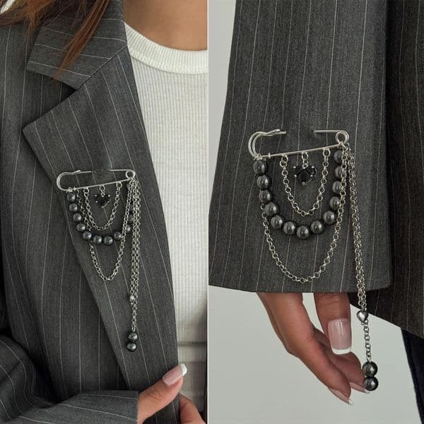 2026 Creative Multi-Functional Chain Tassel Brooches Women Handmade BeadeChain Pin Trouser Leg Simple Clothes Accessory 260126BJ