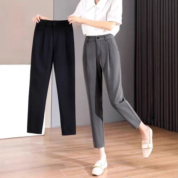Gray Nine-Point Suit for Women, Professional Formal Wear, 2025 New Summer Thin Style, Petite Work Straight-Leg Cigarette Pants