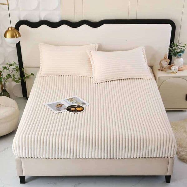 1Pc Faux Fur Velvet Fitted Soft Plush Bedcover Mattress Cover With All-around Elastic Rubber Band Bed Sheet Warm Bedsheets 26W0126