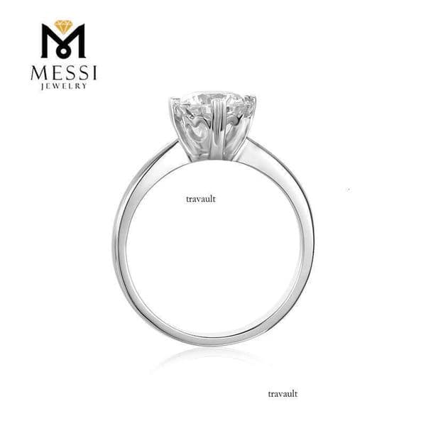 Messi Jewelry 6.5mm 1ct Moissanite White Gold ring Plated Cheap for women Fake jewelery Sterling Silver Ring