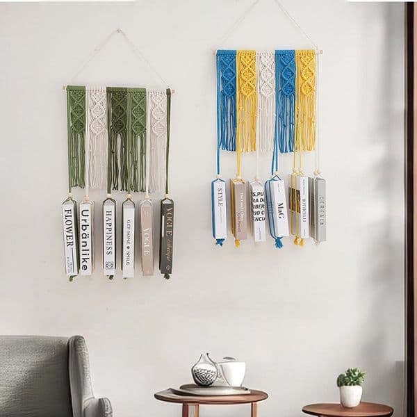 Colorful Macrame Book Holder Wall Hanging For Stylish Home Decor Living Room Bedroom And Creative Interior Display