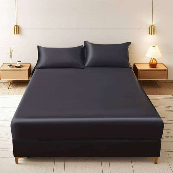 1pcs Solid Color Satin Refreshing Fitted Bed Mattress Cover Skin friendly Breathable High end Silk Slip Twin SizeBed Sheet 26W0126
