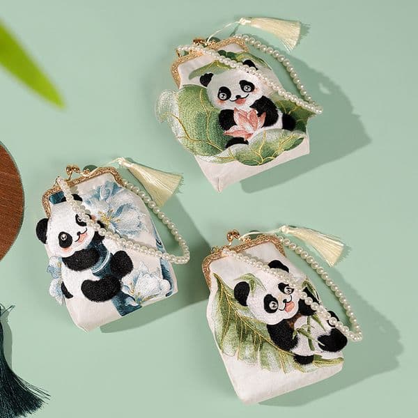 National Panda Handbag Casual Metal Lock Single Room Embroidered Ethnic Style Bag