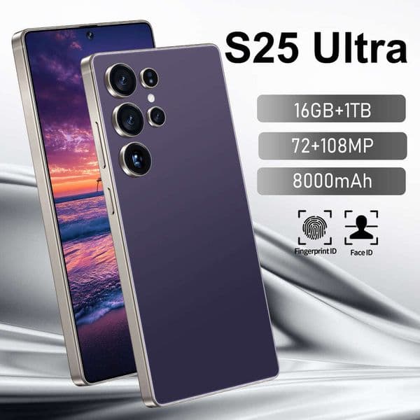 2026 HOT S25 Ultra NEW 7.3HD Global Edition Original Smart Dual Card 8000mAh Battery Facial Recognition Function SANNAING
