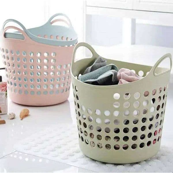 Plastic Laundry With Handle Household Storage Large Bathroom Dirty Clothes Basket Organizer Toys Bucket 26H0126