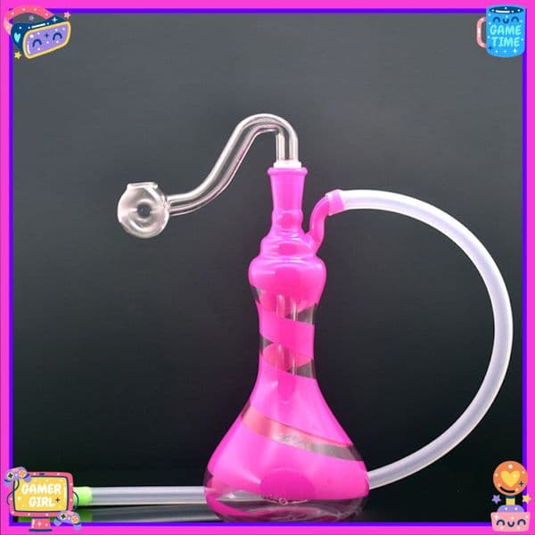 High quality Portable Mini Vase shape Water Pipe Glass Bubbler Bong Oil Burner Bowl Whip Hose and smoking oil bowl Kit