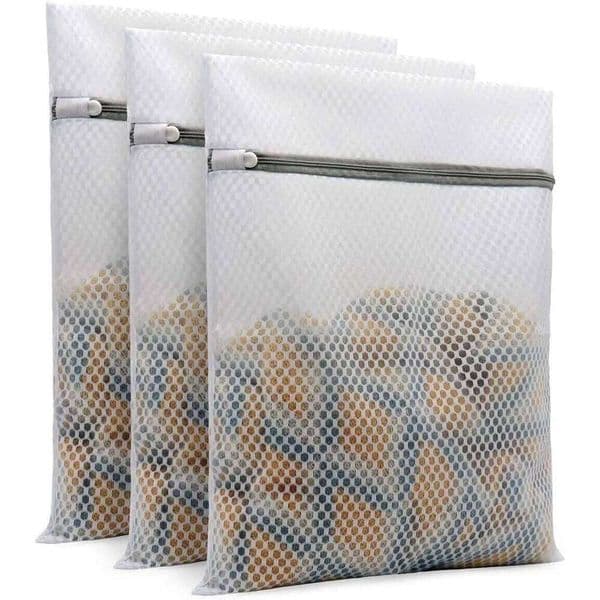 3Pcs Durable Honeycomb Mesh Laundry Reusable Washing MachinesBags clothes lingerie bra for Delicates 12 x 16 Inches 3 Medium 26Y0126