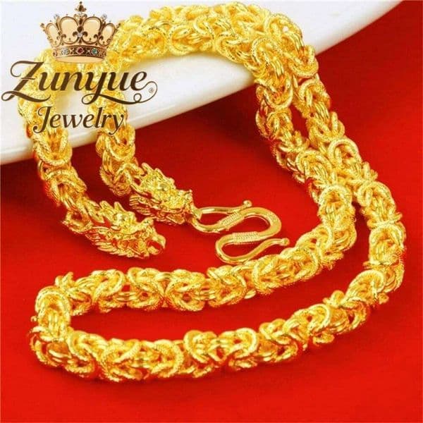 Sand Gold Dragon Head Necklace Luxury Quality Best Selling Fashion Jewelry Handicraft Exquisite Charms Popular Elegant 26H0126