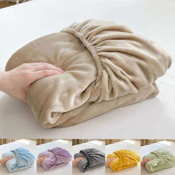 Warm and Thick Elastic Fitted Sheets Solid Color Adjustable Flannel Winter Mattress Cover Velvet Bed Linens 90/150/180/200 Sizes 26W0126