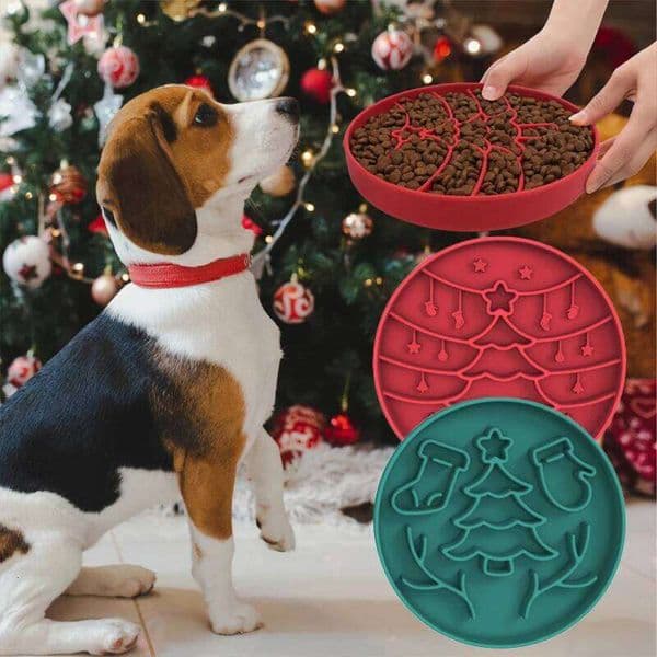Bowl Sucker Placemat Slow Food Dog Pad Christmas style Silicone Pet Anti-slip Anti-choking Eating Gear 26W01126