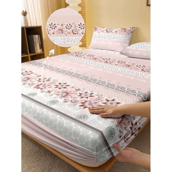 1 Plant Flower Leaf matte Fitted Sheet, bedroom printed bed cover, bedding excluding pillowcases 26W0126