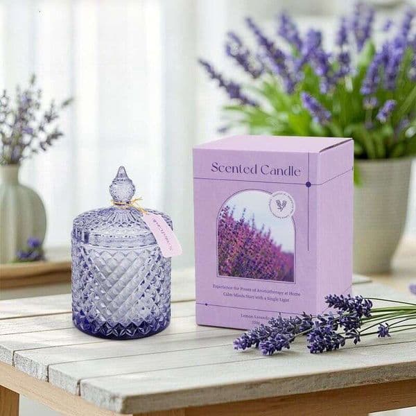 Soy Wax Candle Set With Carved Glass Cup High-End Scented Candle Gift OrnamentZ260530