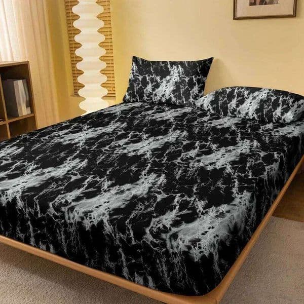 1 Marble pattern matte Fitted Sheet, bedroom printed bed cover, bedding excluding pillowcases 26W0126