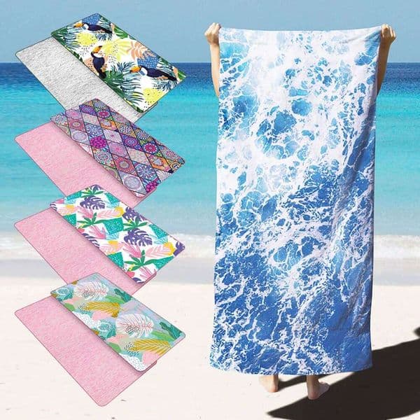 HiTurbo Microfiber Blanket Quick Drying Beach Towels, Oversized 35*71in Printing Towel, Super Absorbent Pool Towel Blanket, Bohe 26Y0126