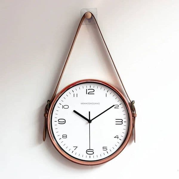 Bestseller Nordic Leather Belt Exquisite European Style Wall Muted Durable Quartz Living Room Bedroom Household Watches Clock C348 ddmytues