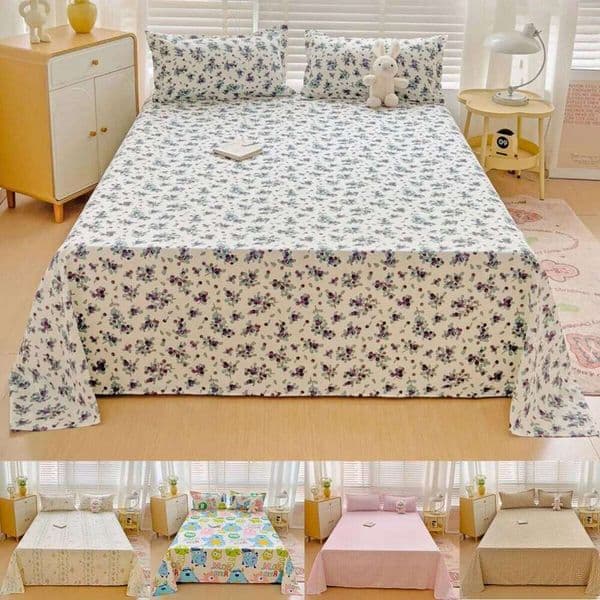 Soft Home Linen Sheet for Double Bed Plain Solid Color Top Sheets Single/Queen/King Flat Bedsheets 26W0126