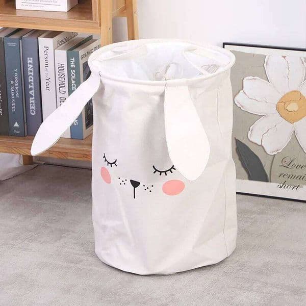 3D Rabbits Storage Bag Canvas Eva Rope Organizer Baskets Finishing Foldable Sundries Drawstring Large Collapsible Laundry Basket 26Y0126