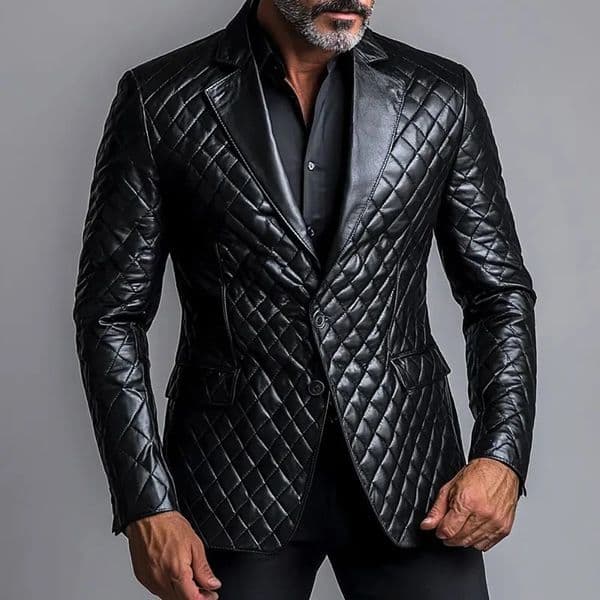 Mens PU Leather Blazer Autumn Single Breasted Suit Lapel Long Sleeve Button Out wear For Business Daily Office Jacket 260119