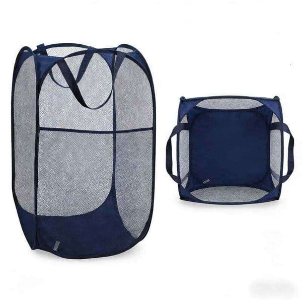 Home Dormitory Travel Folding Basket Mesh -up Large Capacity Storage Bin Portable Durable Handle Dirty Laundry 26Y0126
