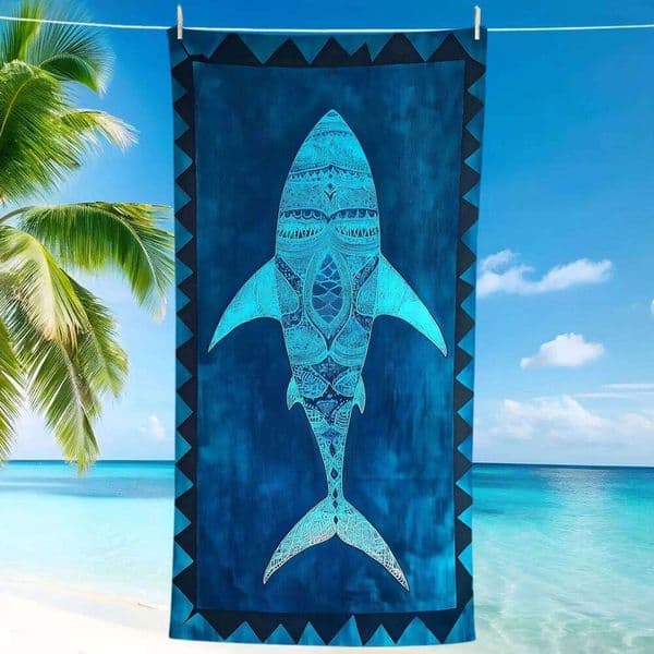 Exquisite Shark-Patterned Beach Towel Summer Fun! Suitable for bath towels, beach towels 26Y0126