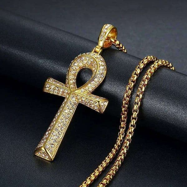 Stainless Steel Titanium Egyptian Ankh Key Hip Hop Pendant Collar Chain Necklace for Women Men Couple Friends Gift Jewel 26H0126