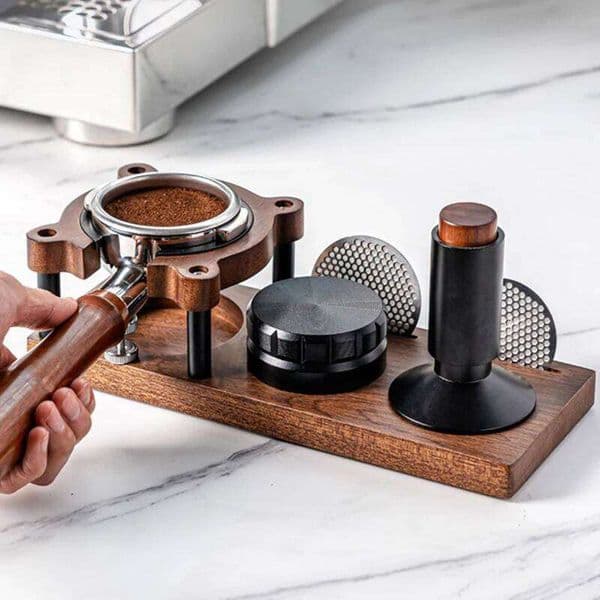 51/53/54/58mm Wood Coffee Tamper Mat Station Stand Portafilter Filter Screen Holder Espresso Tamping Storage Rack Barista 26H0126