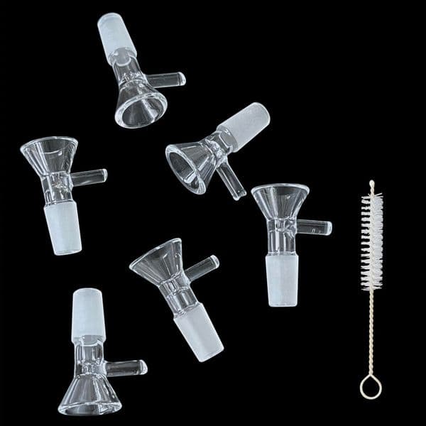 STOCK IN USA, 6pcs 14mm Glass Joint Transparent Slide Male Glass Bowl With Handle for Laboratory Funnel Type Chemistry Accessries, 3-7 Days Delivery