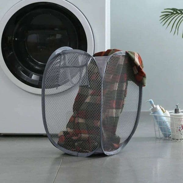Folding Dirty Sorting Basket Washing Bathroom Cloth Mesh Bag Frame Bucket Laundry Organizers Storage Pouch 26H0125