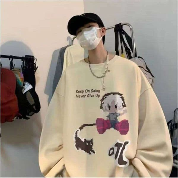 M-8XL Autumn Men Pullover Hoodie Oversize Sweatshirt Fashion Loose American Anime Characters Pattern Print Velvet Couple Clothes X260126