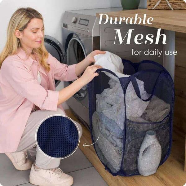 Mesh Laundry Portable, Durable Handle, Foldable Storage, Easy to Open. Folding Clothes Basket Perfect for K 26H0126