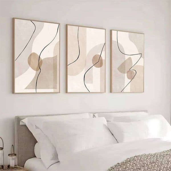 Abstract beige Geometry Line Wall Art Canvas Painting Pictures Boho Posters And Prints Modern Living Room Interior Home Decor 26H0127