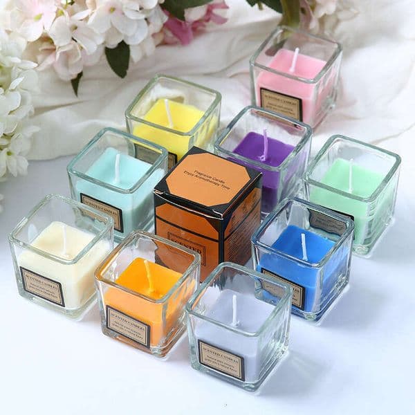 Square Romantic Creative Aromatherapy Candle Glass Cup Gift In Stock Y260127