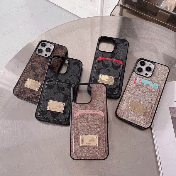 Designer Luxury Phone Case for iPhone 17 Air 16 15 14 Plus 13 12 11 Pro Max X Xs Xr 8 7 Stylish Leather Card Pocket Shockproof Cover Samsung S26 S25 S24 S23 S22 S21 S20 Ultra