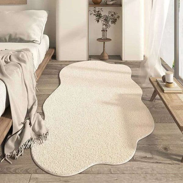 Cream Style Irregular Carpet Minimalist Bedroom Rugs Living Room Lounge Non-Slip Home Decorative Comfortable Soft Floor Mats 26W0127