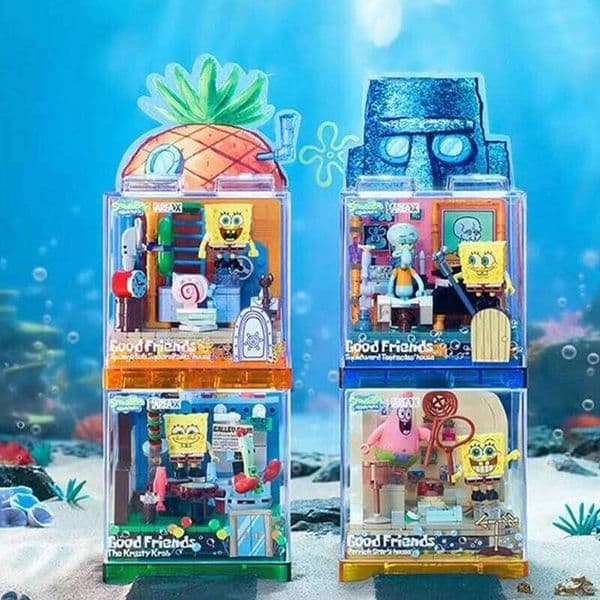 Spongebob Building Blocks Patrick Star Krusty Krab Squidward Tentacles Room Model Bricks Set Desktop Ornaments Kids Toys Gifts Y260127