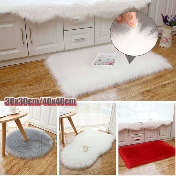 Soft Long Hair Carpet Fluffy Decorative Carpets Hairy Fur Rugs Square Imitation Wool Pad Bedroom 26W0127