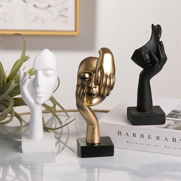Resin Abstract Statue Desktop Ornaments Sculpture Figurines Face Character Nordic Light Art Crafts Office Home Decor 260104ww