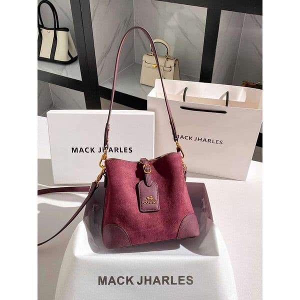 MACK JHARLES Vintage Suede Bucket for Women 2025 Autumn Winter New High-end Single Shoulder Underarm Bag