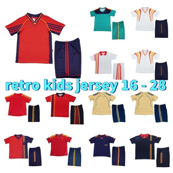 1998 Spain kids football kit retro jersey 08 10 11 12 1996 1994 RAUL XAVI Hierro LUIS ENSRIQUE ALONSO Caminero PUYOL PIQUE David Villa TORRES Guerrero Guardiola