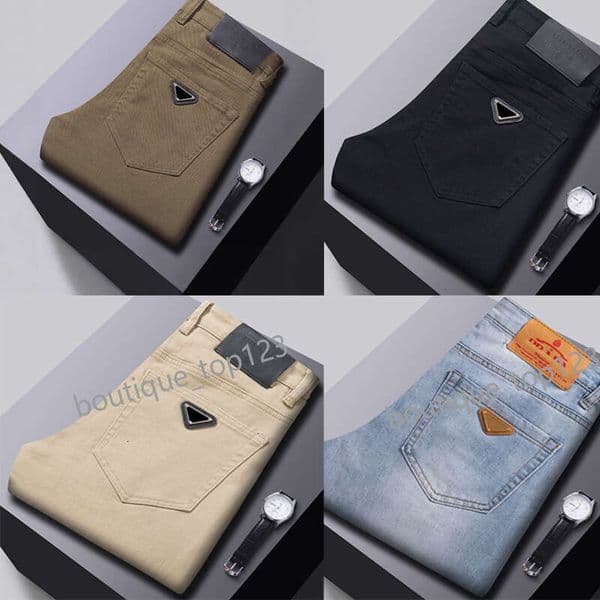 Designer Jeans for mens Autumn New High-End Casual Jeans Men's Stretch Versatile Slim Straight Cross-Border Trade Brand Long black Pants 83b1