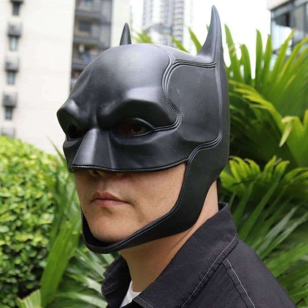 Adult Men Bat Superhero Cosplay Wayne Costume Halloween Masquerade Mask Black Latex Accessories 26Y0127