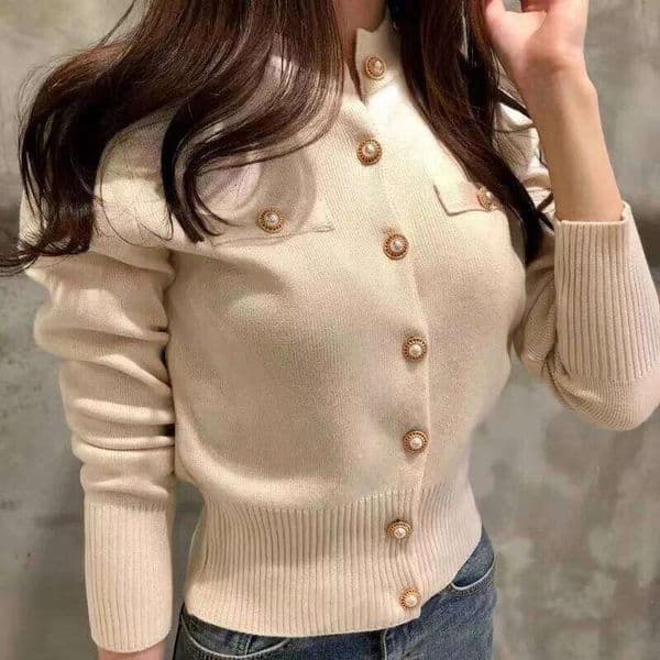 2025 Autumn Long Sleeve Fashion Women Cardigans Sweater Knitted Coat Short Casual Single Breasted Korean Slim Chic Ladies Tops H260127