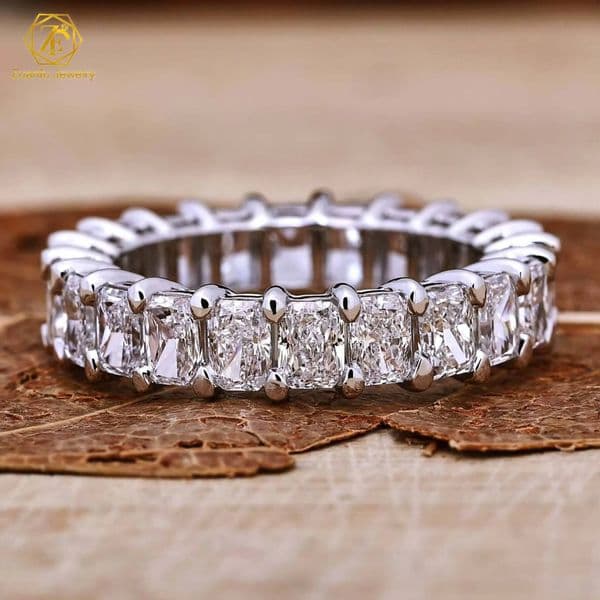 Fine Jewelry 10k 14k 18K Solid Gold Ring Radiant Cut DEF VVS1 IGI GRC Lab Grown Diamond Wedding Eternity Band Ring for Women