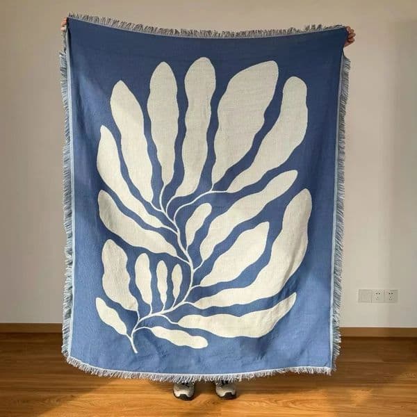 Casual Throw Blankets With Tassels Carpet Sofa Leisure Tapestry Blanket Wall Hanging Room Decoration Blue 260122